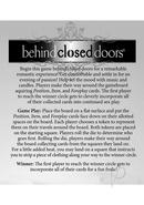 Behind Closed Doors A Board Game For Lovers